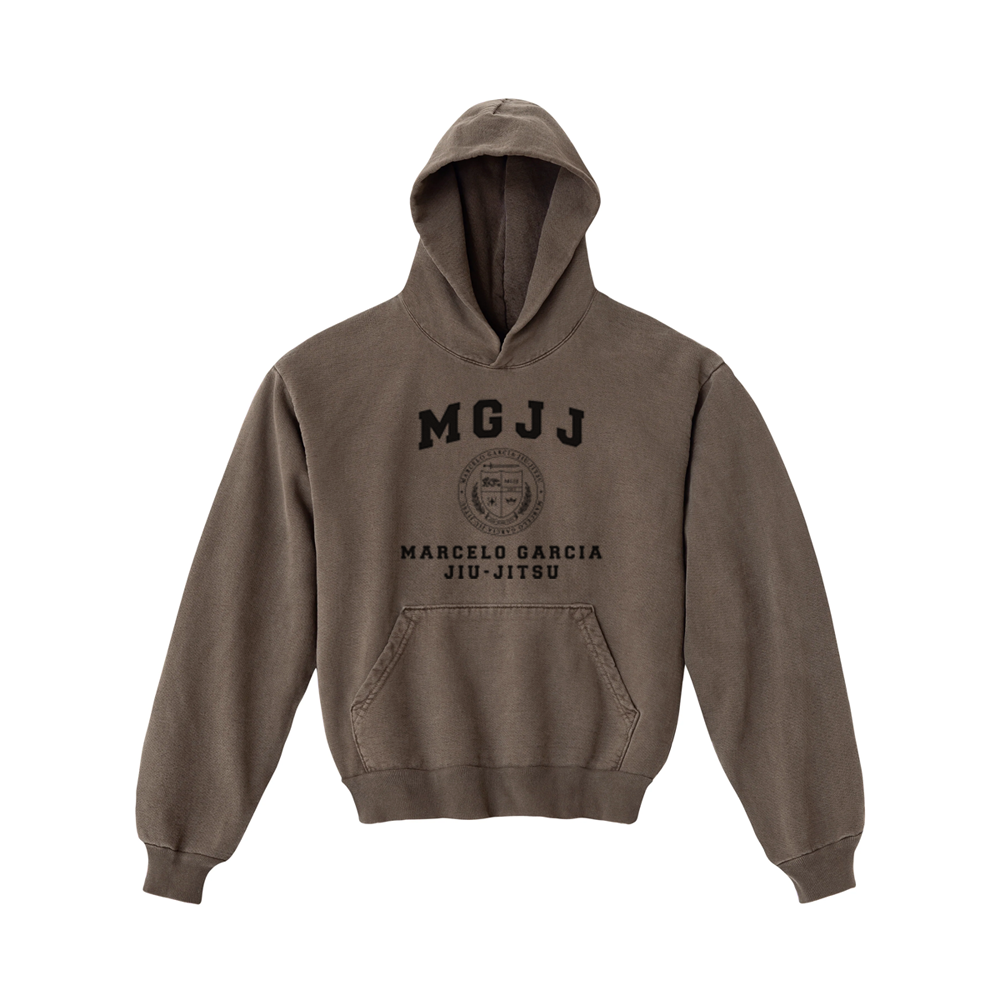 MGJJ College Crest Pullover, Garment-Dye Brown – MarceloGarciaStore