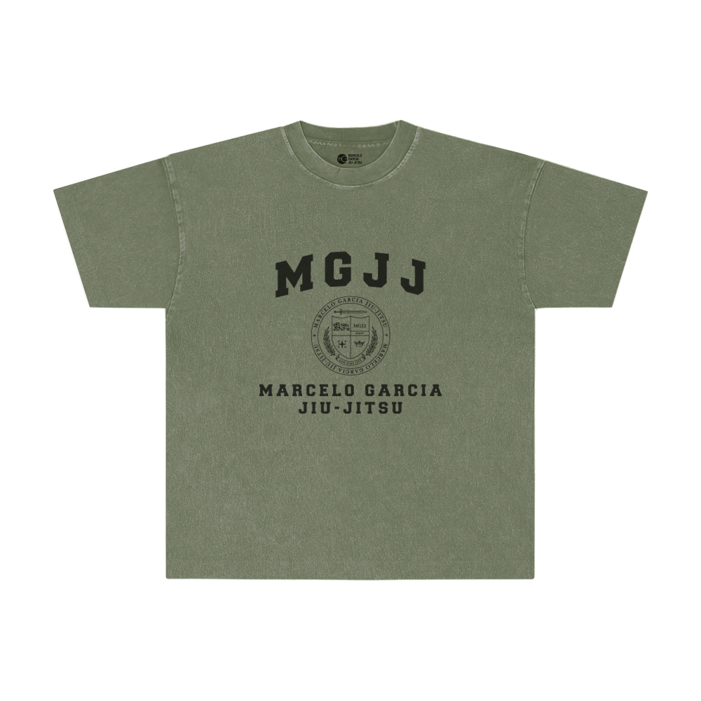 MGJJ College Crest Military Tee, Garment-Dye Olive Drab