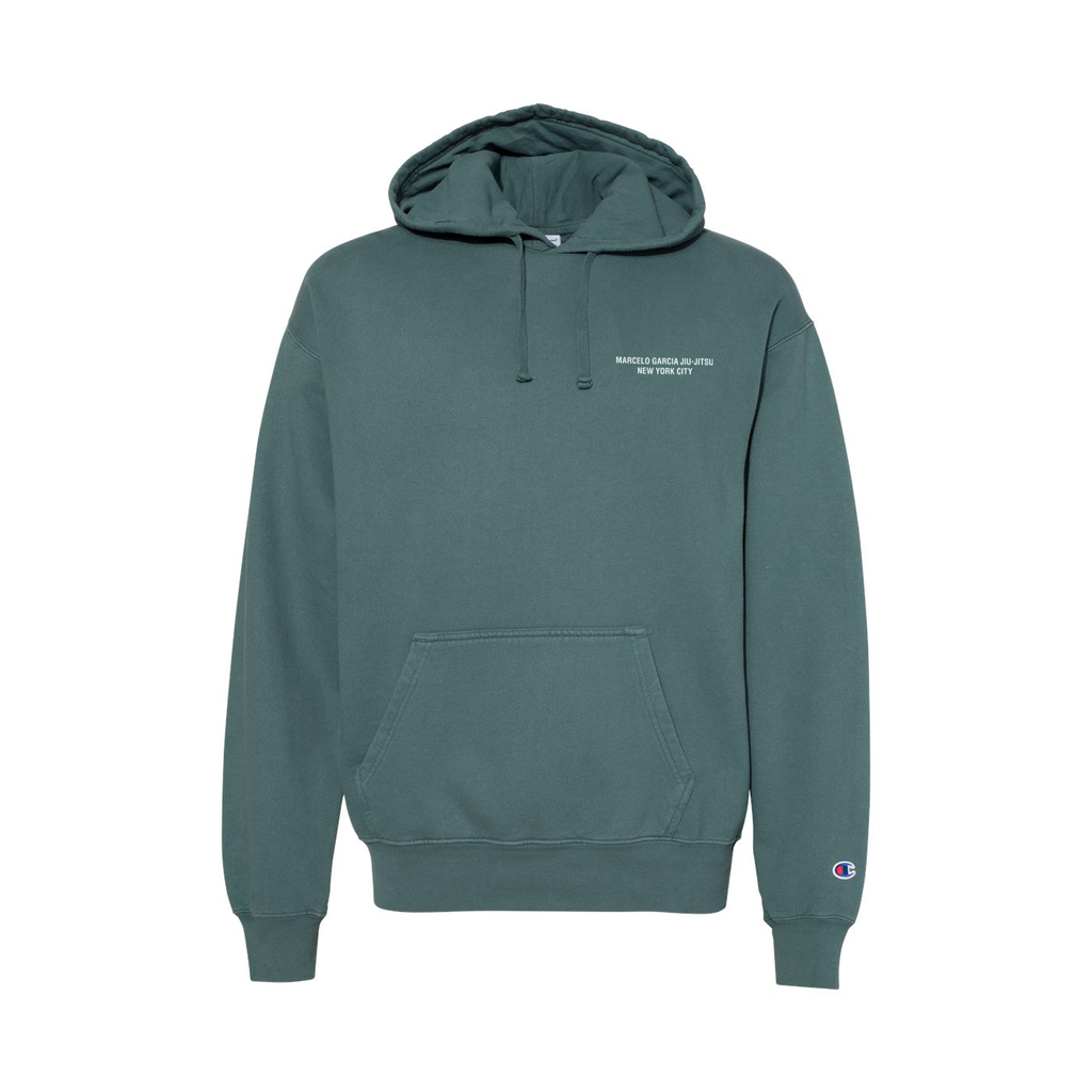 MGJJ NYC Logotype Pullover Hoodie x Champion® Collection, Garment Dyed Green