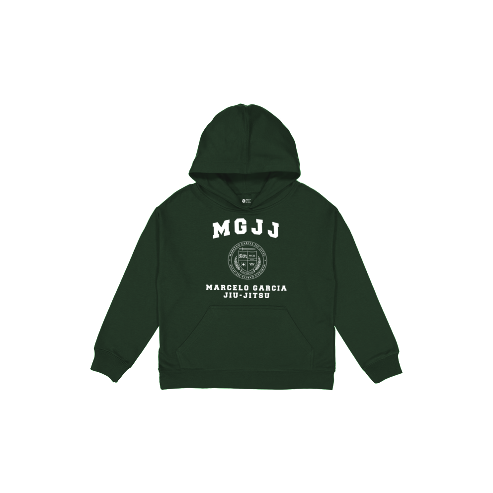 MGJJ Youth College Crest Pullover Hoodie Hunter Green