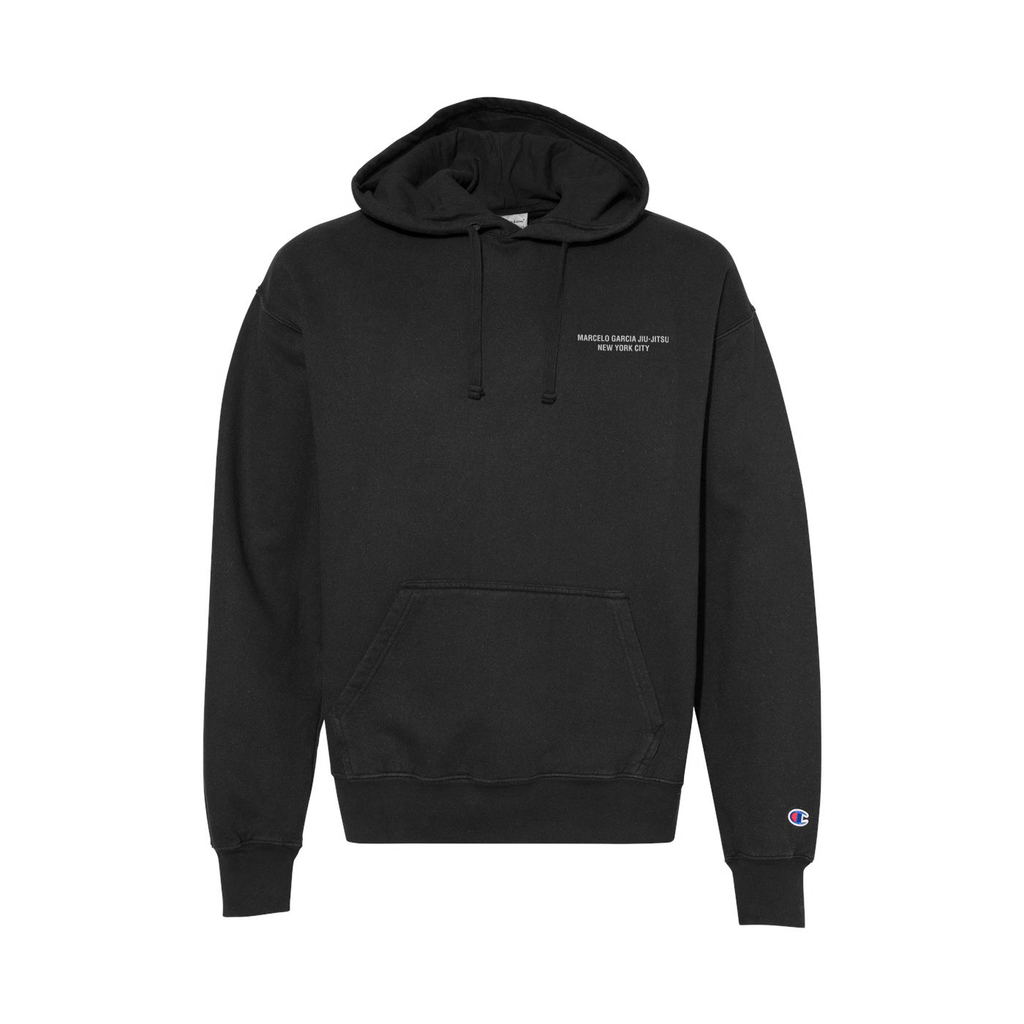 MGJJ NYC Logotype Pullover Hoodie x Champion® Collection, Garment Dyed Black